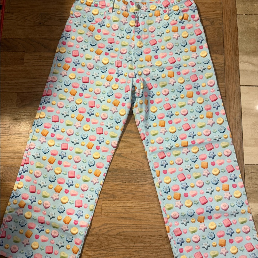 Lisa Says Gah Pastel Candy Print Wide Leg Jeans
